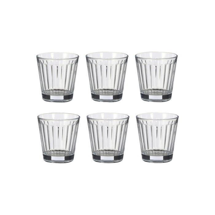 Seks vandglas med rillet struktur 22 cl