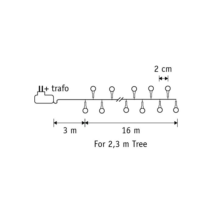Lyskæde med 800 klassiske hvide LED bærlygter