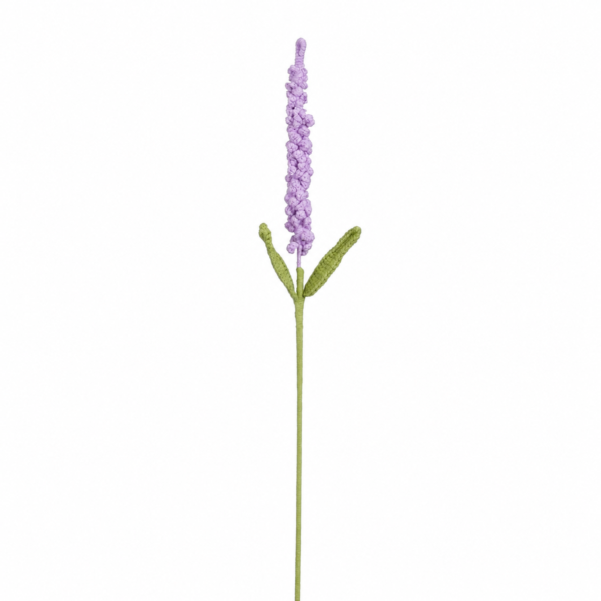 Hæklet lavendelstilk med lyslilla blomster og grønne blade fra Speedtsberg