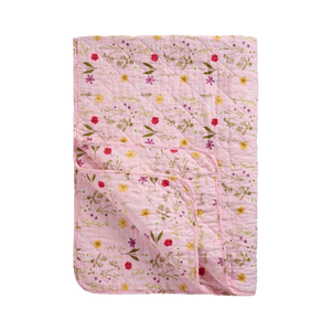 Quilt rosa med havens blomster
