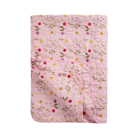 Quilt rosa med havens blomster
