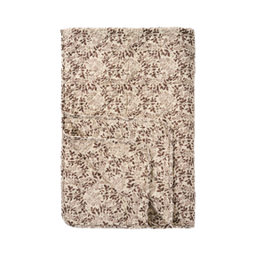 Quilt naturfarvet med løvmønster