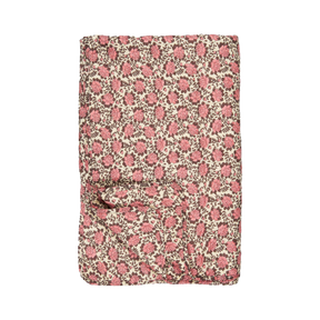 Quiltet vattæppe fra Ib Laursen i naturfarvet bomuld med retroblomster