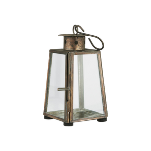 Ib Laursen guldfarvet mini lanterne 12 cm med skrå glassider