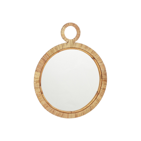 Rundt Kaj spejl med ratan ramme