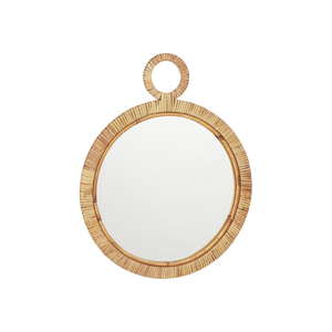 Rundt Kaj spejl med ratan ramme