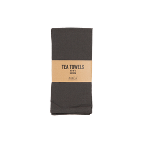 Mørkegrå viskestykker med brun label