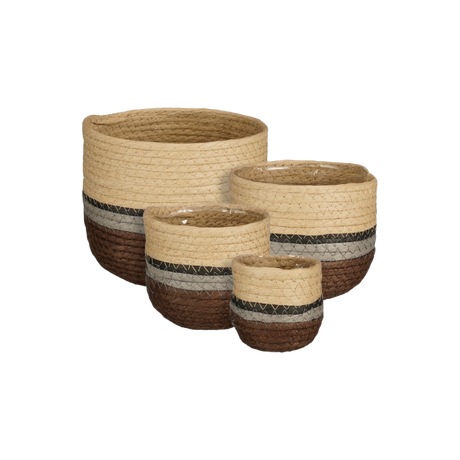 Lauri kurvesæt med 4 stribede kurve i brune nuancer