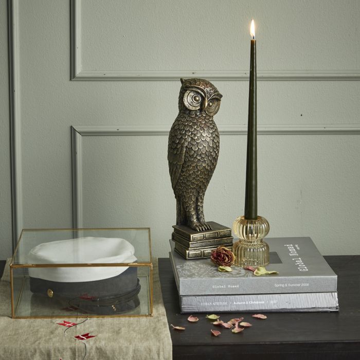 Ugle med bøger 34 cm høj