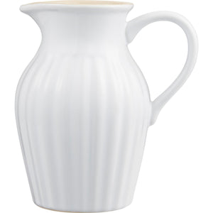 Hvid Mynte kande fra Ib Laursen i farven Pure White med brede riller, beige inderside og hank, 1,7 liter.