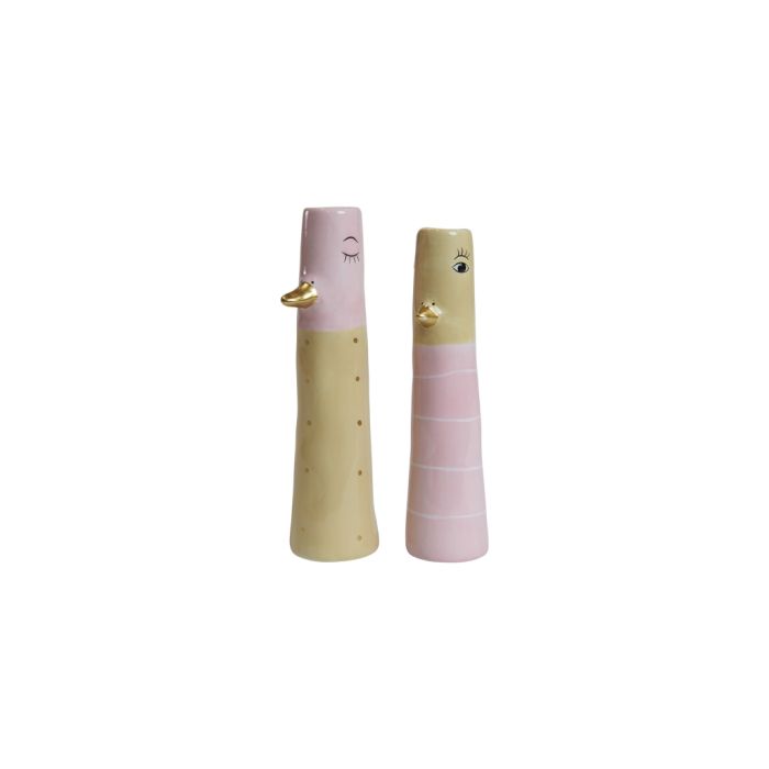 Vase and 18 cm lyserød & lysegul