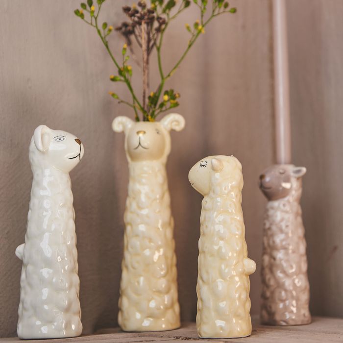 Vase får 15 cm gul
