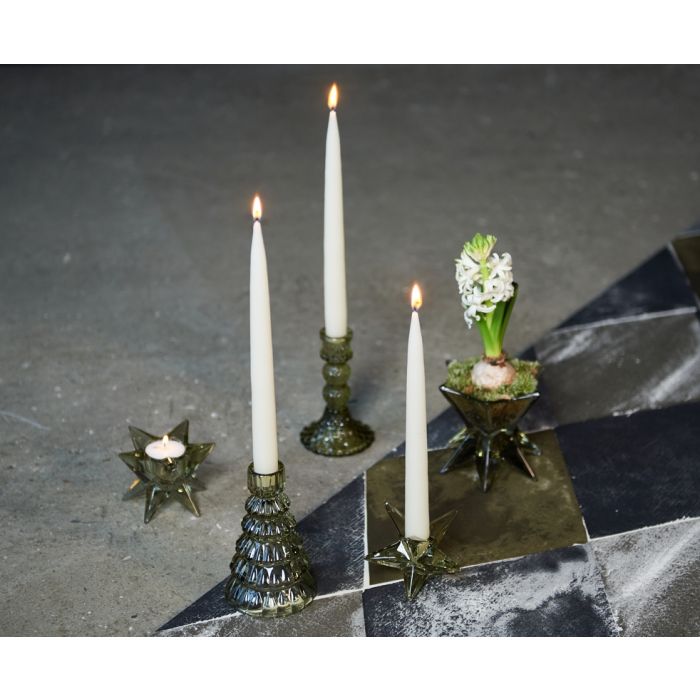 Glaslysestage stjerne grøn