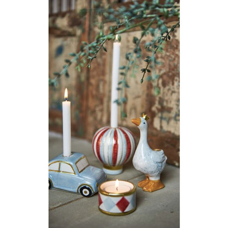 Lysestage til kertelys lyseblå bil