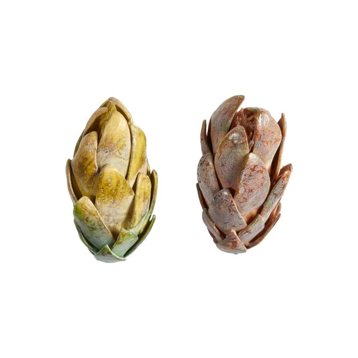 Kunstige protea blomsterhoveder i grønne og brune nuancer