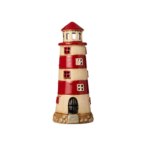 Ib Laursen fyrtårn i stentøj røde og hvide striber