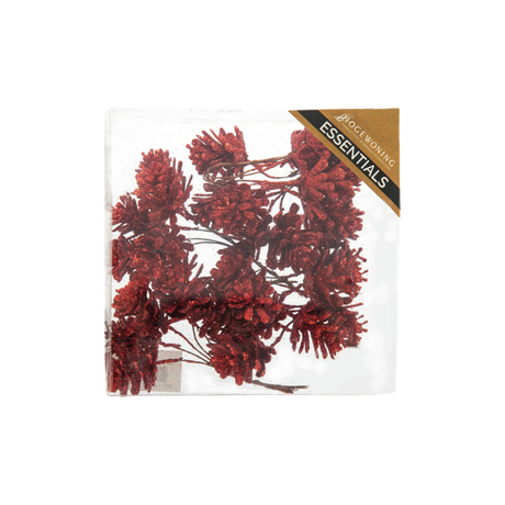 Røde glitterkogler på wire i æske