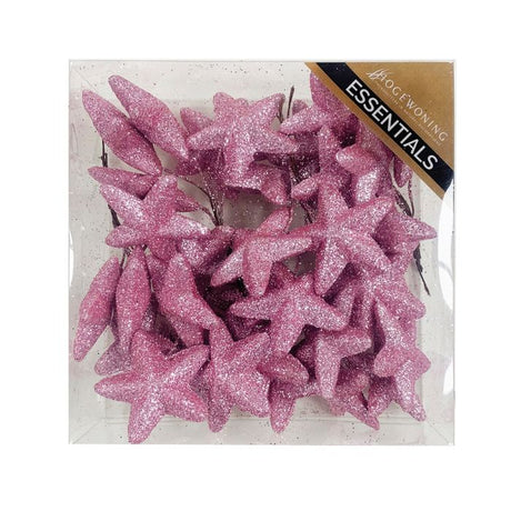 Glitterstjerner på wire lyserøde