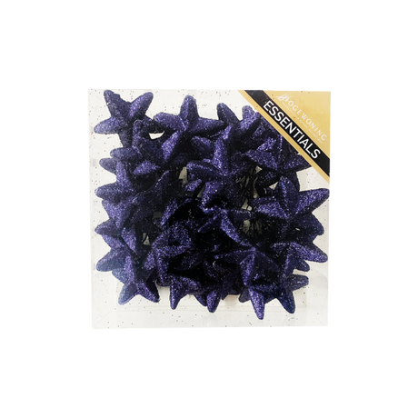 Mørkeblå glitterstjerner på wire til dekoration