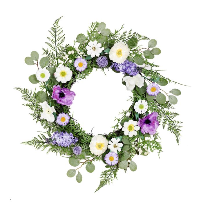 Blomsterkrans lilla og hvid