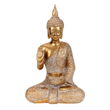 Buddha 39 cm høj guldfarvet