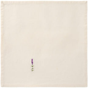 Stofserviet fra Ib Laursens Flora serie med broderet lavendel på