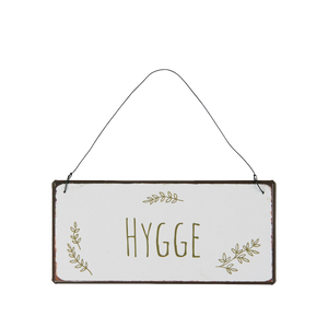 Metalskilt "Hygge" med bladgrene fra Ib Laursen