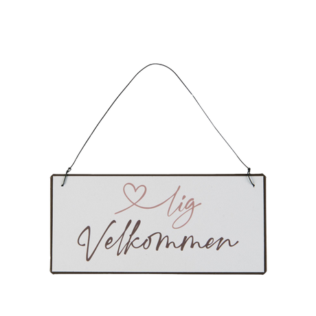 Ib Laursen metalskilt med teksten Hjertelig Velkommen