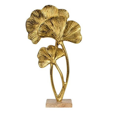 Skulptur med tropeblade guldfarvet