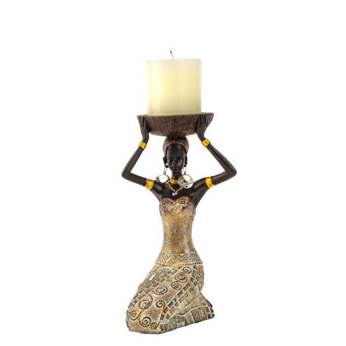 Afrikansk dame siddende med skål på hovedet