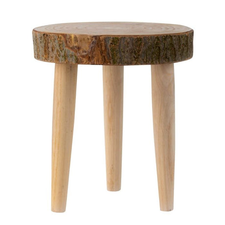 Træskammel med barkkant 