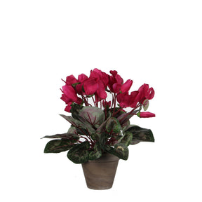 Kunstig alpeviol med mørk rosa blomster fra Mica