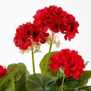 Kunstige røde blomster på pelargonie fra Mica Decorations
