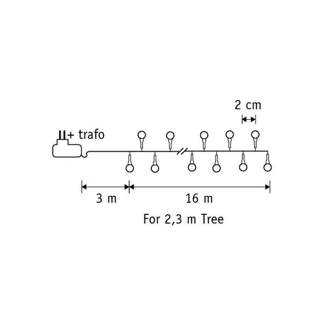 Lyskæde med 800 klassiske hvide LED bærlygter 