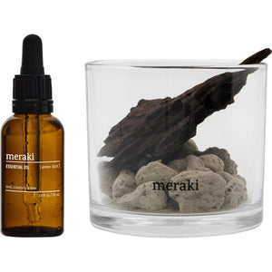 Meraki diffuser med lavasten, træ og Amber Dust æterisk olie