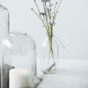 Ib Laursen dekorations glasflaske med metalwire 500 ml med markblomster