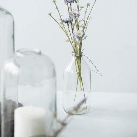 Ib Laursen dekorations glasflaske med metalwire 500 ml med markblomster