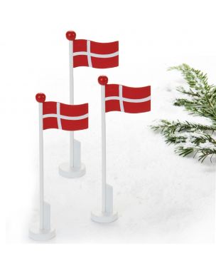 Flagstang med Dannebrog 20 cm høj 3-pak